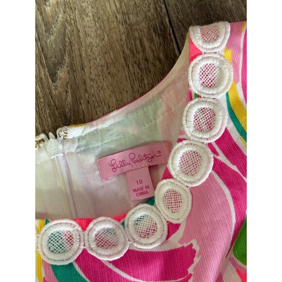 Lilly Pulitzer Mila Shift Dress All Nighter Flamingos Size 10 Lined Lace Casual - Picture 4 of 9